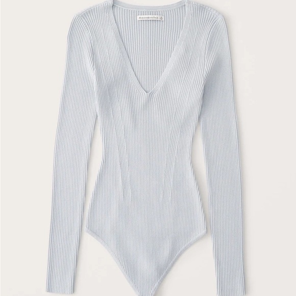 Abercrombie & Fitch Tops - Abercrombie & Fitch Light Blue Ribbed V-Neck Bodysuit